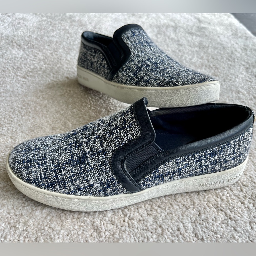 Michael Kors slip-on navy blue and white sneakers